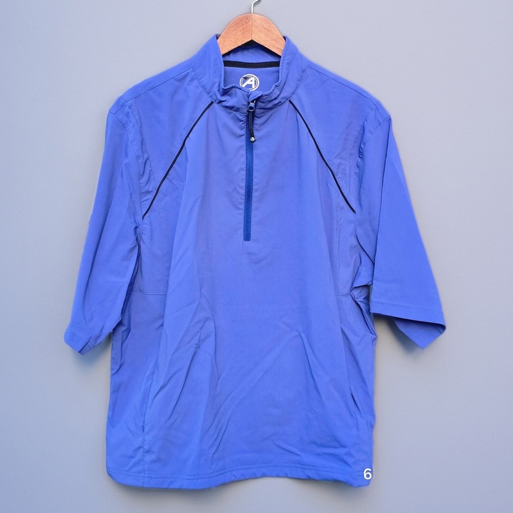Ahead Mens Blue EX80 Short Sleeve Quarter Zip Golf Windshirt Pullover Large